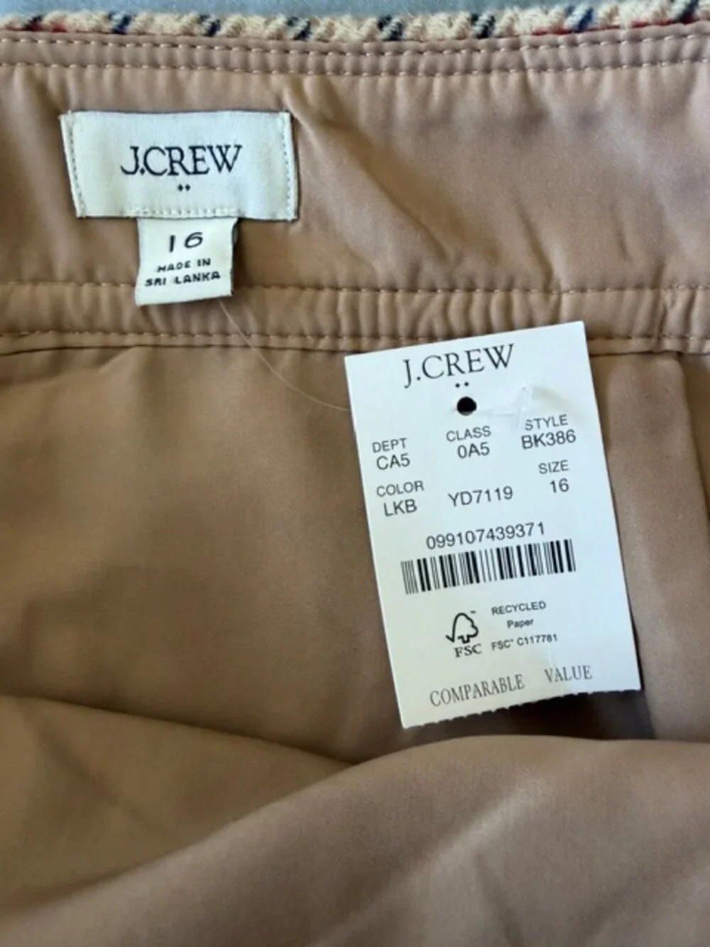 NWT J. Crew Women's Pencil Skirt Size 16 Wool Blend Heritage Plaid Office Preppy